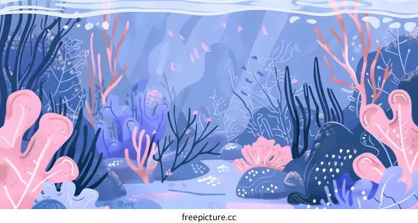 Underwater Seabed Illustration with Colorful Coral and Plants