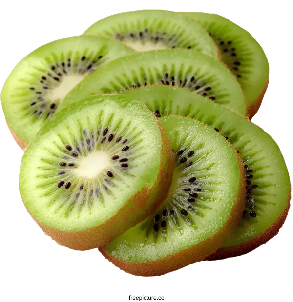 [Transparent Background PNG]Freshly Sliced Kiwi Fruit Close-up
