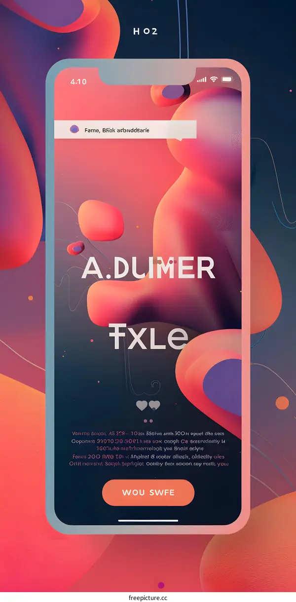 Abstract Mobile Phone Screen Design with Colorful Shapes and Text