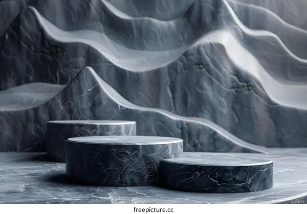 Black marble podium for product presentation. 3d rendering.