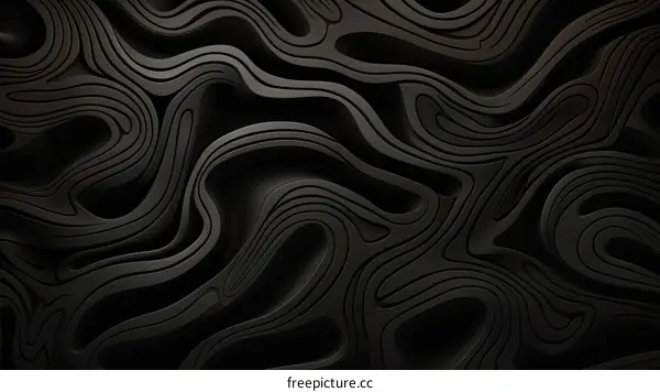 Black and gray 3D rendering of a wavy surface
