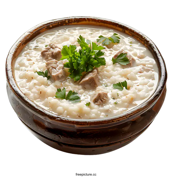 [Transparent Background PNG]A bowl of delicious beef barley soup