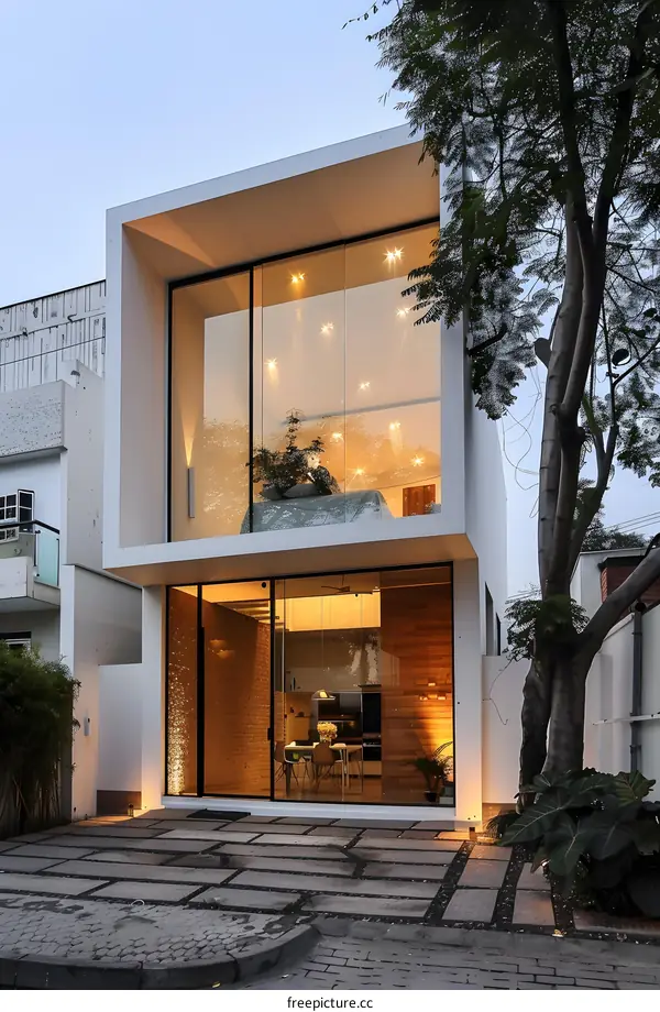 Modern Minimalist House With Large Glass Windows