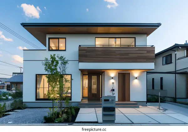 Modern Two Story Home with Wooden Accents