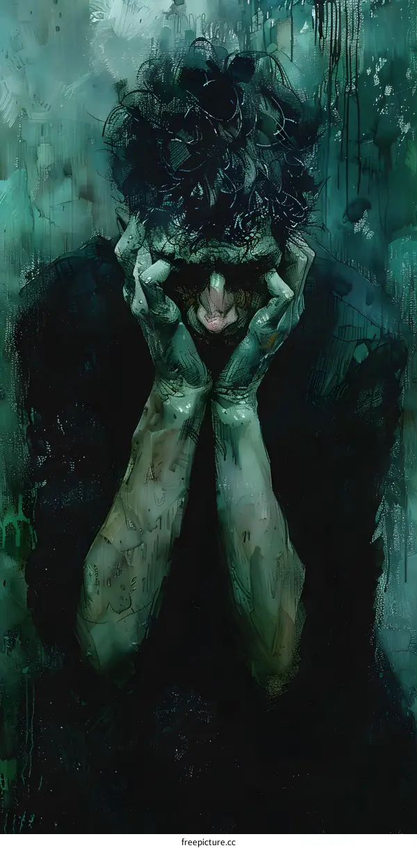 A man is holding his head in despair