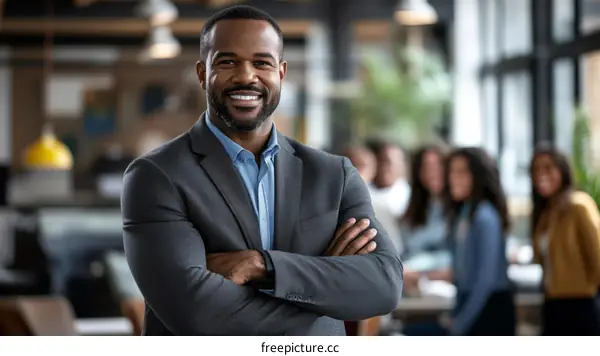 Confident Business Leader in Modern Office Setting