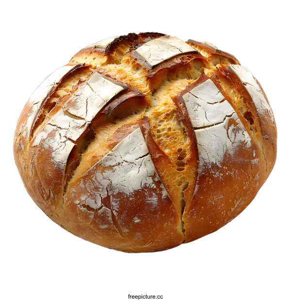 [Transparent Background PNG]A round loaf of bread on a white background