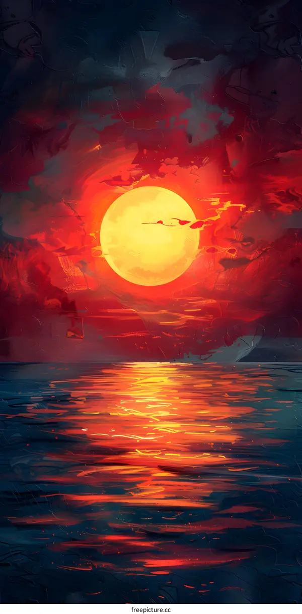 Fantasy sunset over the ocean
