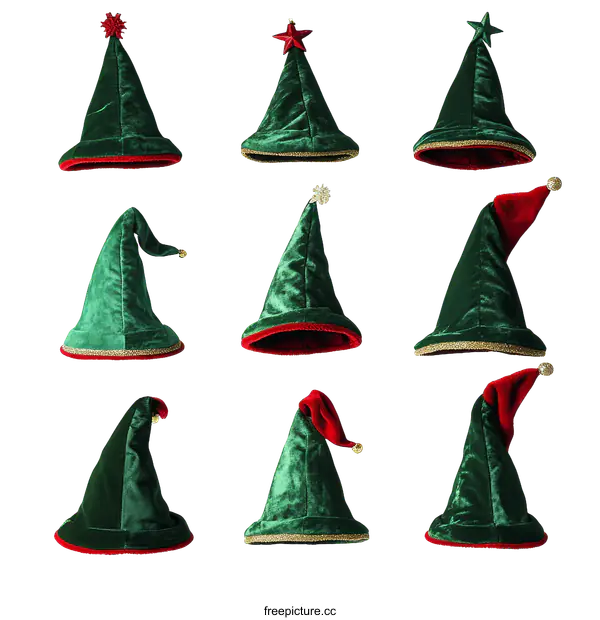 [Transparent Background PNG]Christmas Elf Hats Collection