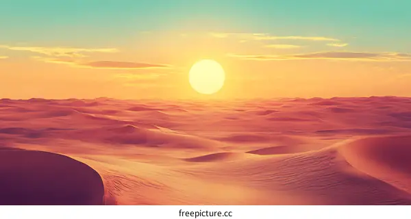 Sunset over the Desert Dunes