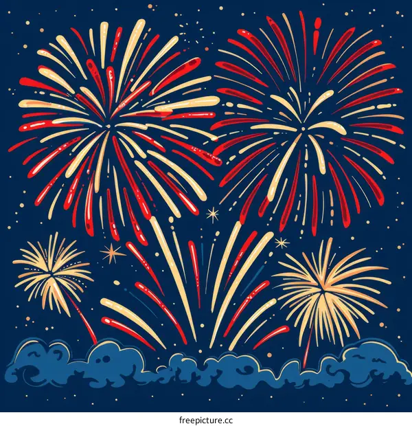 Fireworks light up the night sky with colorful and dazzling display