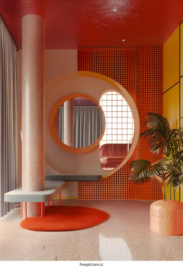 Modern Interior Design with Orange and Yellow Color Palette
