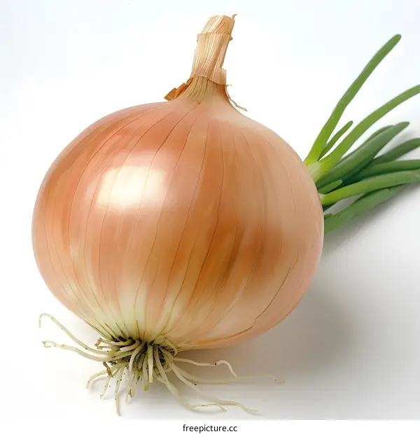 Fresh Yellow Onion With Green Sprout