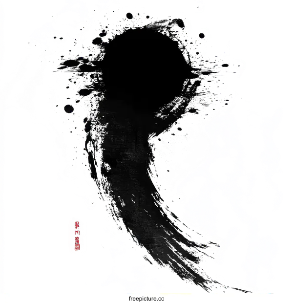 [Transparent Background PNG]Abstract Ink Painting Composition