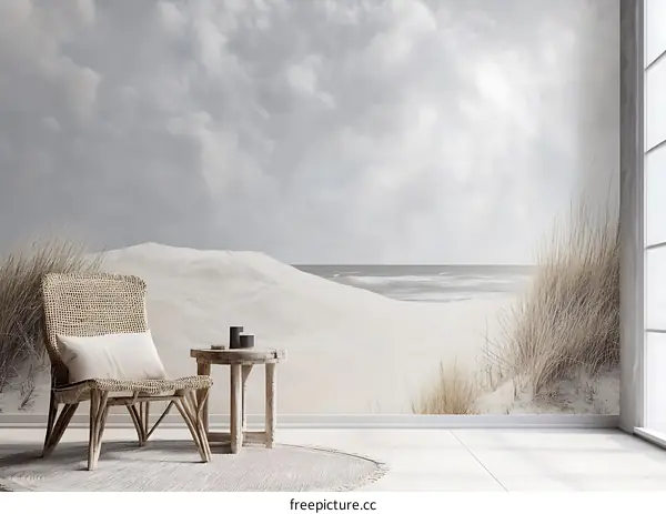 Beach Wall Mural  Minimalist Living Room Decor