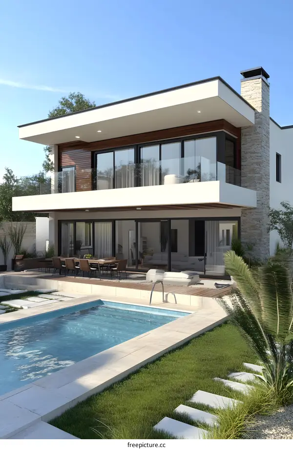 Modern House with Swimming Pool and Landscaping