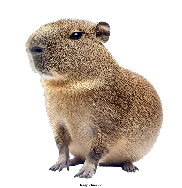 [Transparent Background PNG]Capybara Sitting on White Background