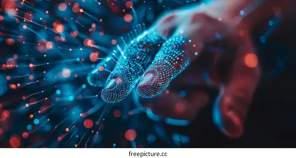 Blue and red glowing virtual particles colliding