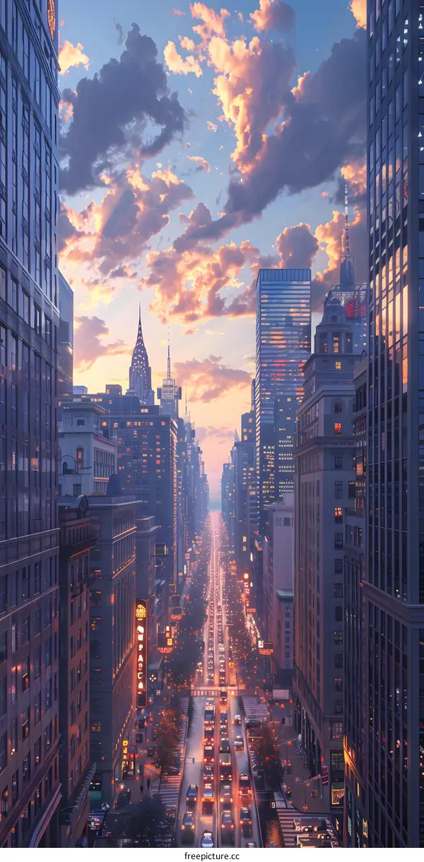 A Street with Tall Buildings on Both Sides