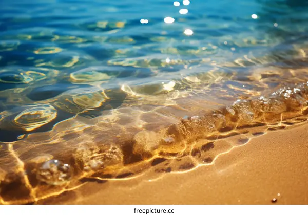Close-up of clear ocean water with sandy bottom