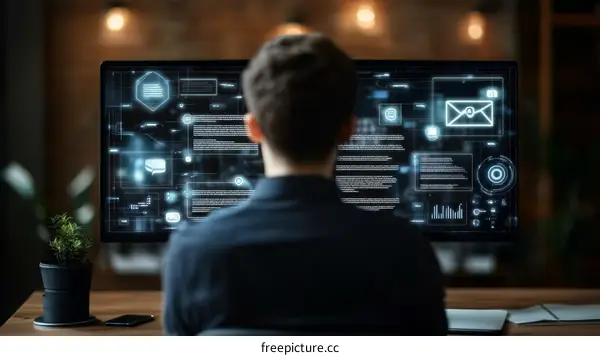 Person Using Futuristic Computer Display