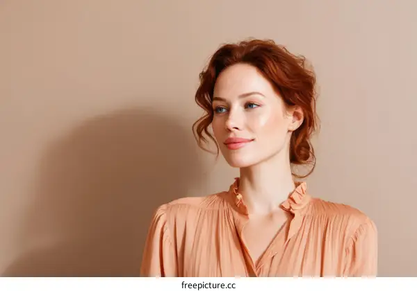 Portrait of a Beautiful Woman with Red Hair