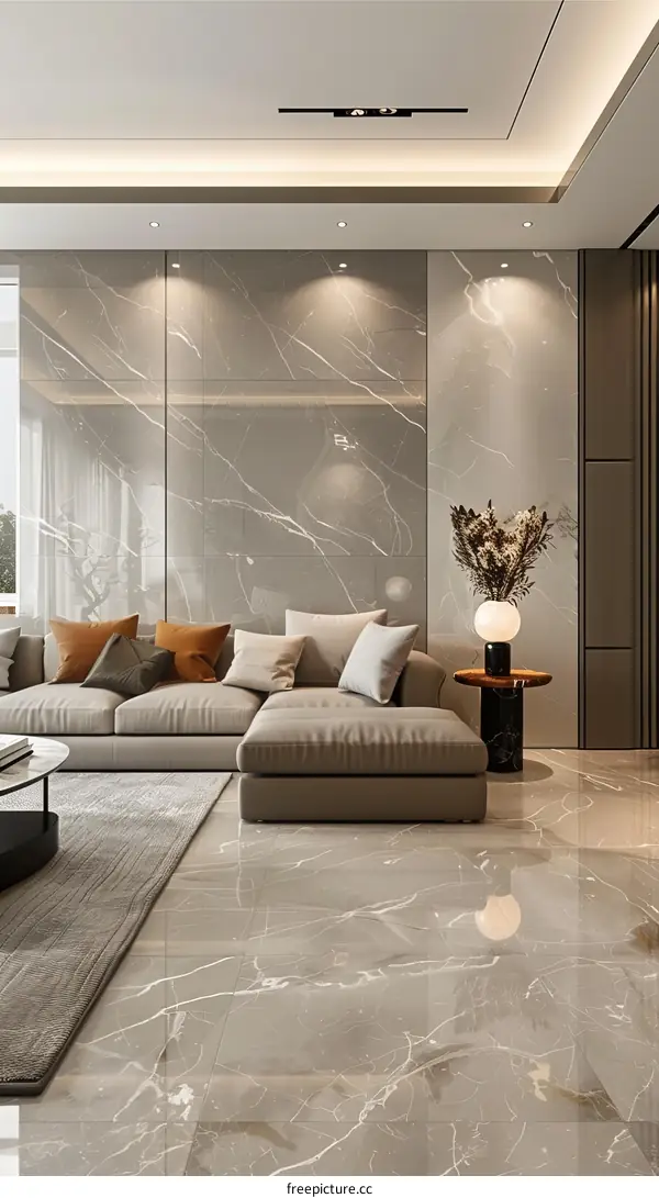 Marble Ceramic Tile Modern Living Room
