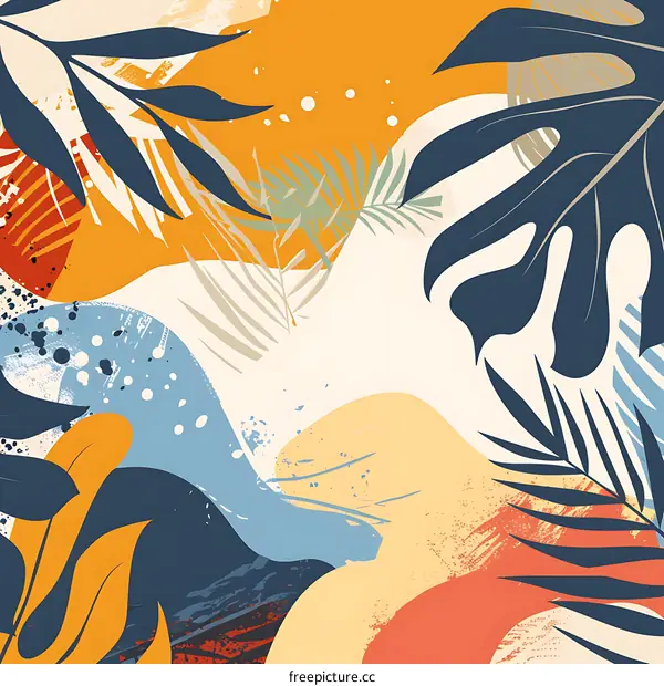 Abstract Tropical Leaves Pattern Design
