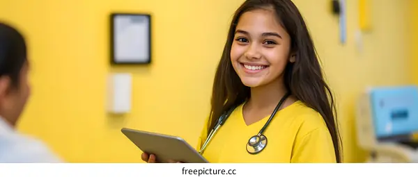 Young Female Doctor Using Tablet in Hospital
