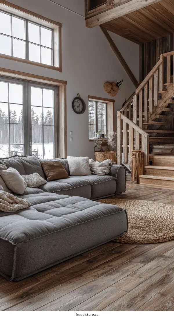 Cozy Living Room with Wooden Beams