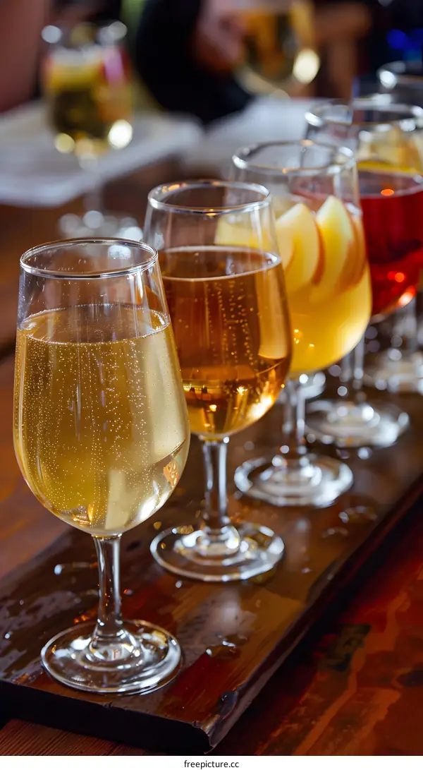 Closeup Of Glass Of Cider On Wooden Board