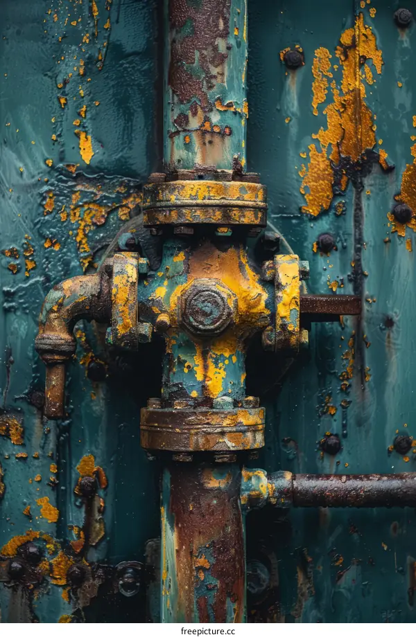 rusty metal pipe with valve