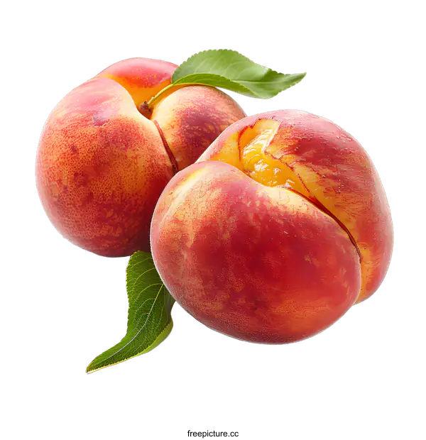 [Transparent Background PNG]Two peaches on a white background