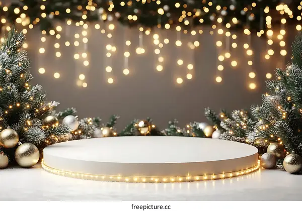 Christmas Scene with White Display Stand