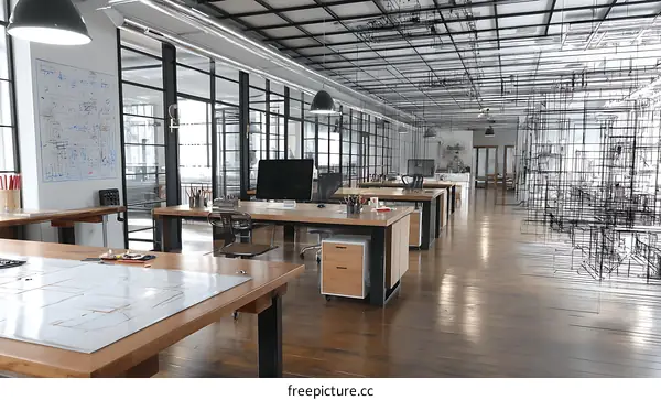Modern Office Interior with Open Layout
