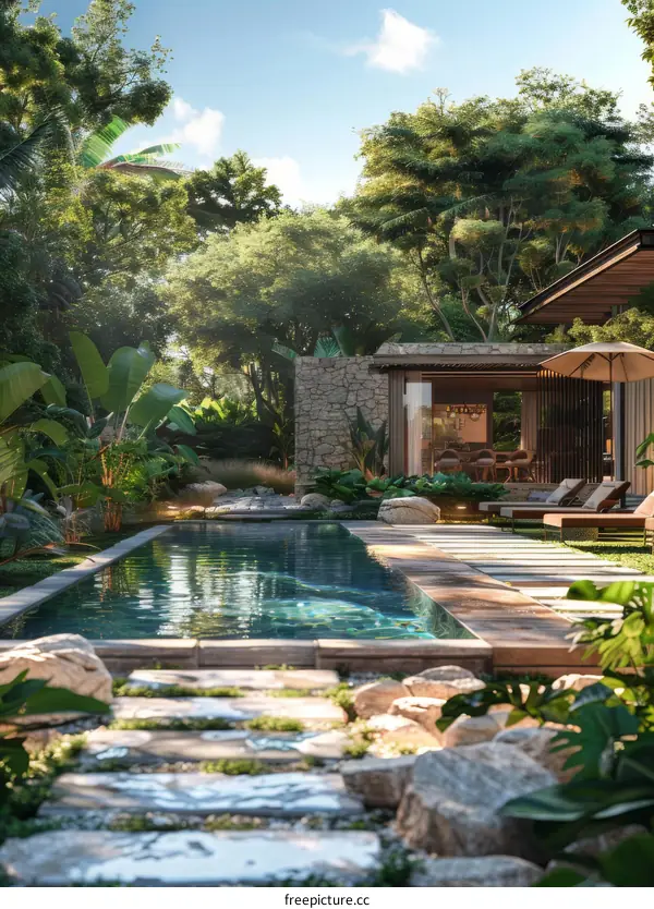 Modern Tropical Villa with Pool and Garden