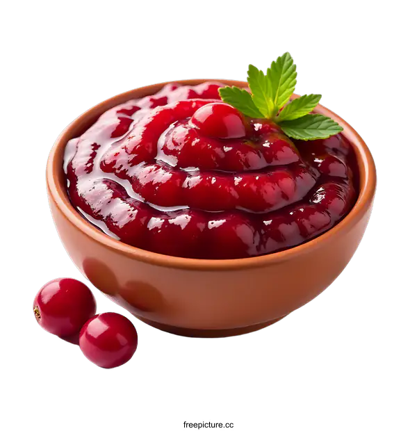 [Transparent Background PNG]Delicious Cranberry Sauce in a Bowl