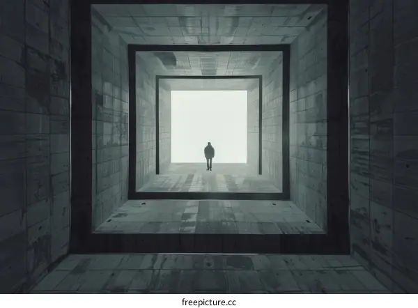 Man looking up at the light coming from a hole in the ceiling