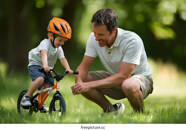 Father and Son Enjoying Time Together on a Bike Ride
