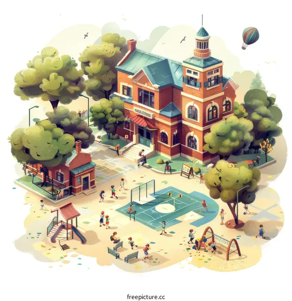 children playing in schoolyard