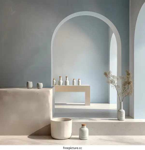 Blue and white minimalist home interior design