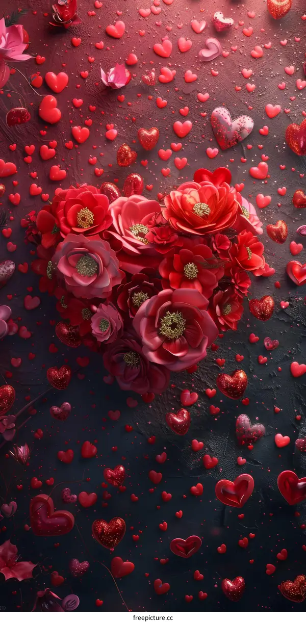 Red Roses in a Heart Shape for Love and Romance