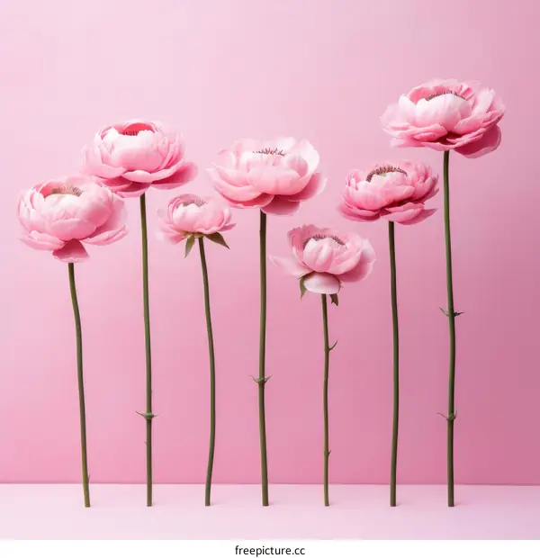 Pink flowers on a pink background