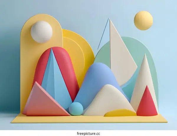 Abstract Geometric Shapes Artwork in Vibrant Colors