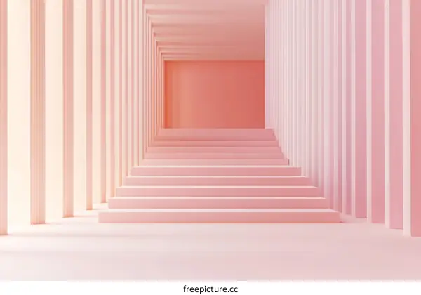 Abstract Pink Staircase Geometric Design