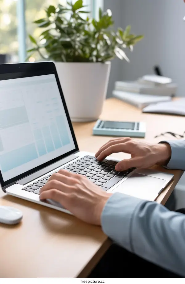 A person using a laptop computer