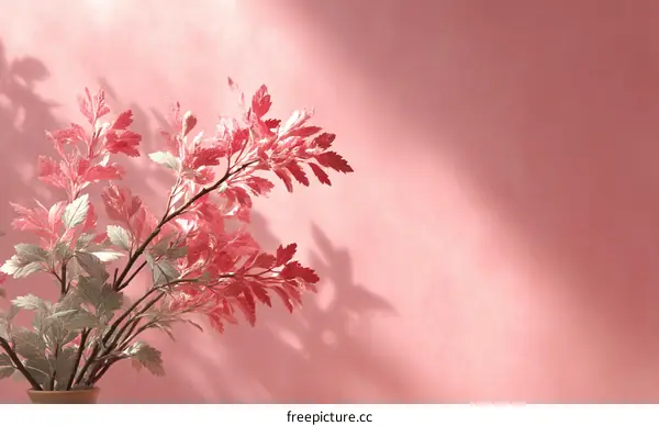 Pink and Gray Artificial Plant Arrangement on Pink Background