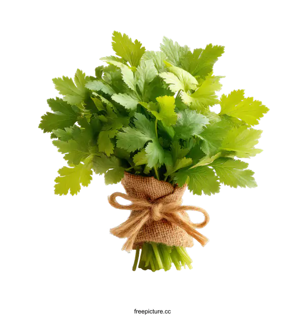 [Transparent Background PNG]Fresh Bunch of Tied Parsley