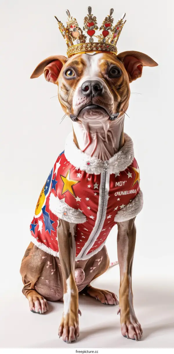 A Pit Bull Wearing a Crown
