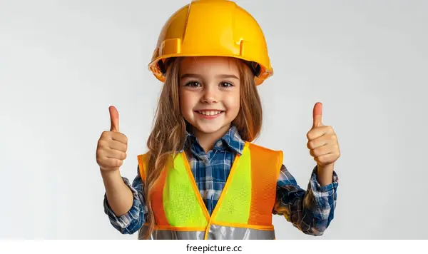 A Young Girl Dressed as a Construction Worker